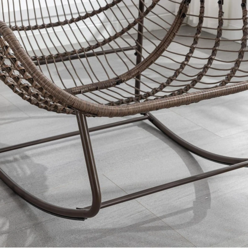 Fauteuil œuf à bascule avec coussin d'assise épais, Intérieur & Extérieur Fauteuil basculant confortable, 111x94,5x80 cm, Gris clair