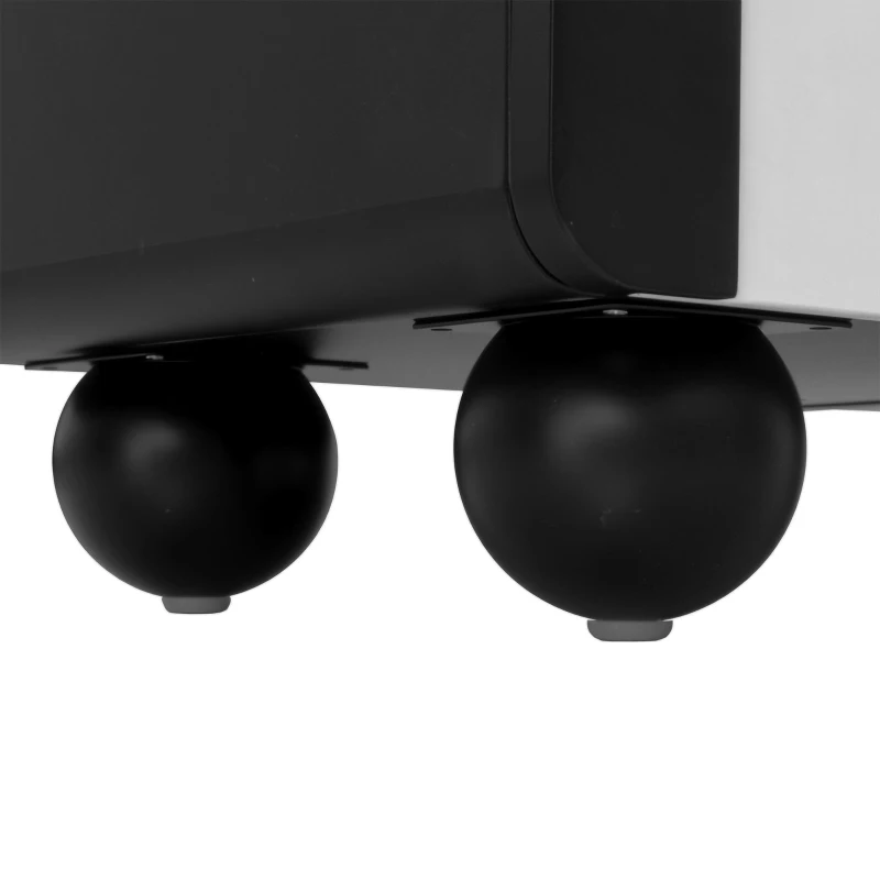 Meuble TV avec 2 tiroirs et 2 portes, pieds ronds ,180X38X45 cm, Noir+Blanc
