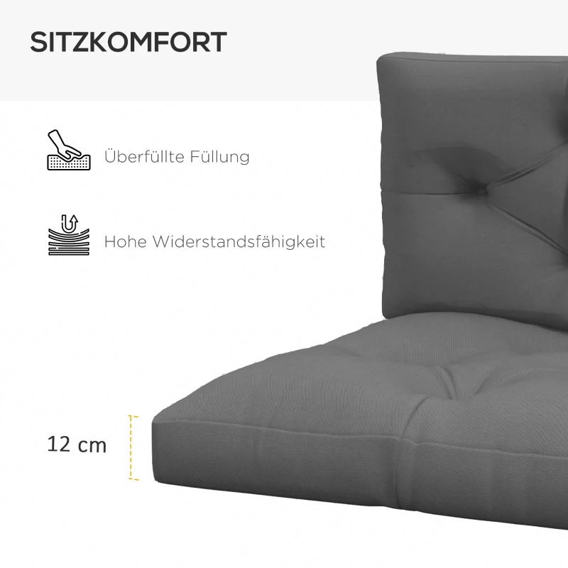 Outsunny Sitzkussen Stoelkussen Zitkussen, met knoopstiksels, 120 x 80 x 12 cm, Grijs