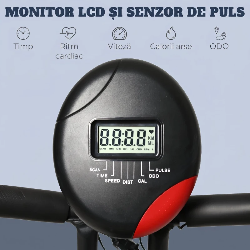HOMCOM Bicicletă Fitness Profesională cu Rezistență și Înălțime Reglabilă, din Oțel și PP, 41x86x112 cm, Neagră(m-4)