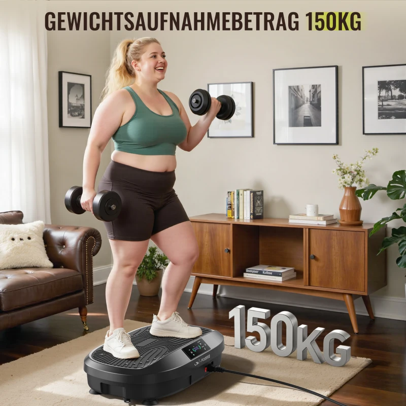 FLYBIRD Vibrationsplatte, 120 leistungsstarke einstellbare Geschwindigkeiten, 150 kg Tragkraft, Ganzkörper-Training mit Fernbedienung für Frauen Muskelaufbau & Lymphdrainage