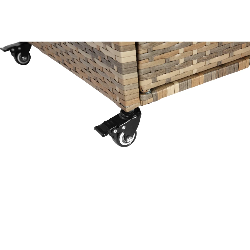 Bar roulant d'extérieur avec bac à glaçons, roulettes verrouillables, pour jardin, bord de piscine et arrière-cour, 131x50x91 cm, Beige