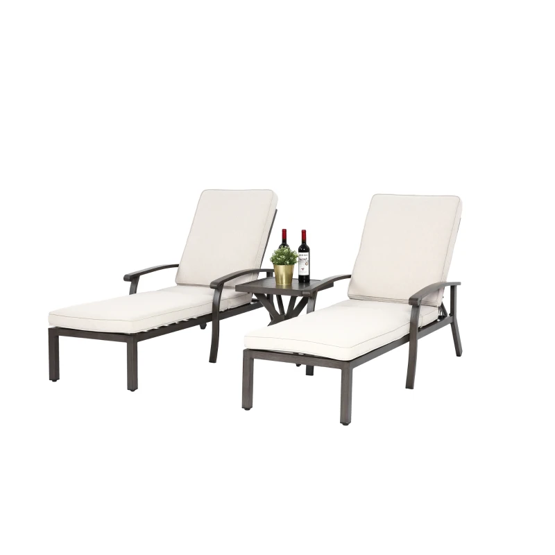 Chaise-lounge-patio avec dossier réglable, 204x58x100/30 cm, Beige
