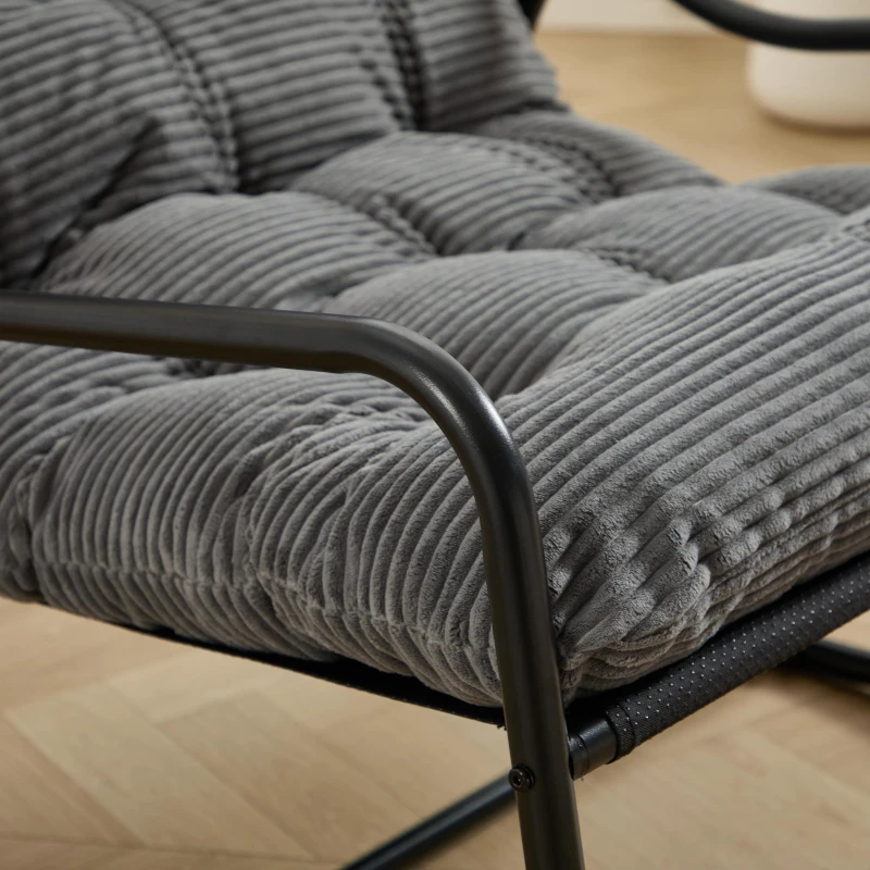Fauteuil à bascule d'extérieur avec coussin de confort, pour salon, chambre, coin lecture, 75x116x82 cm, Gris