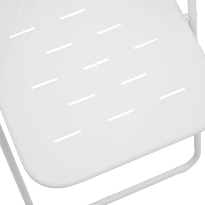 Ensemble bistrot pliable 3-pièces en acier, avec 2 chaises + 1 table, Blanc
