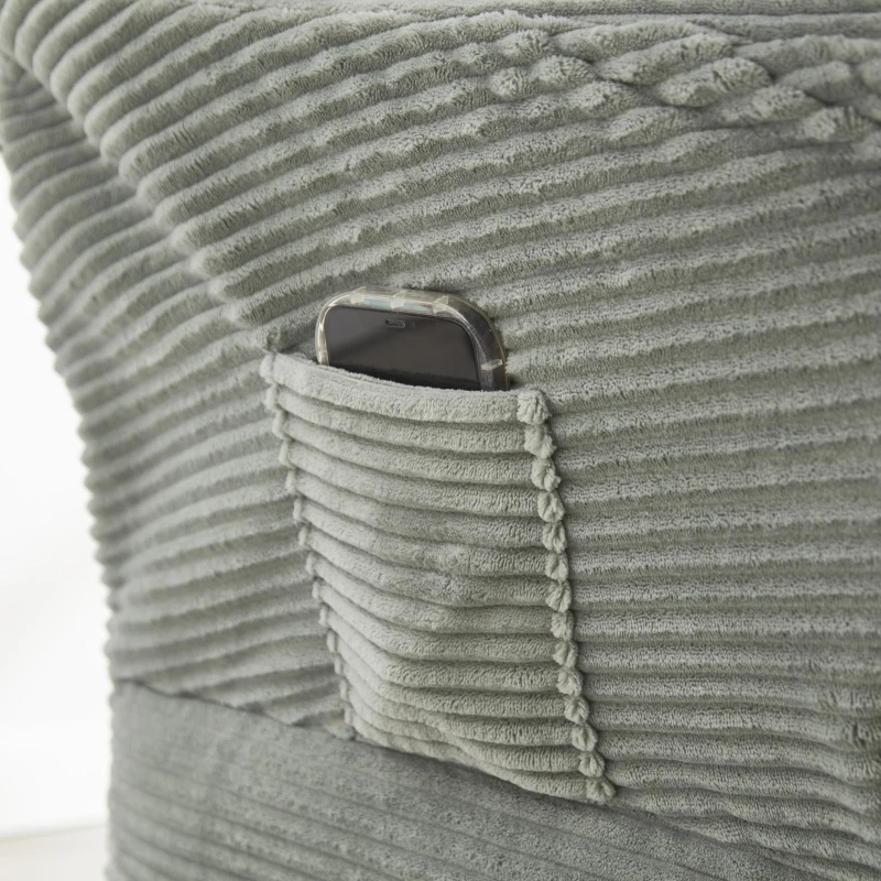Fauteuil lounge avec pouf, accoudoirs et une poche latérale, revêtement en flanelle, 69,9x64,0x95,0 cm, Vert clair