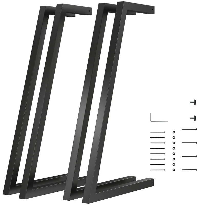 HOMCOM Juego de 4 Patas de Mesa Cuadradas Industriales para Muebles con Pies Ajustables 43x3x72 cm Negro