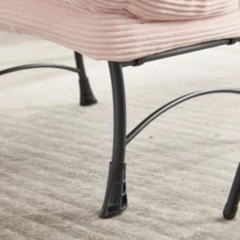 Fauteuil lounge avec pouf, accoudoirs et une poche latérale, revêtement en flanelle, 69,9x64,0x95,0 cm, Rose