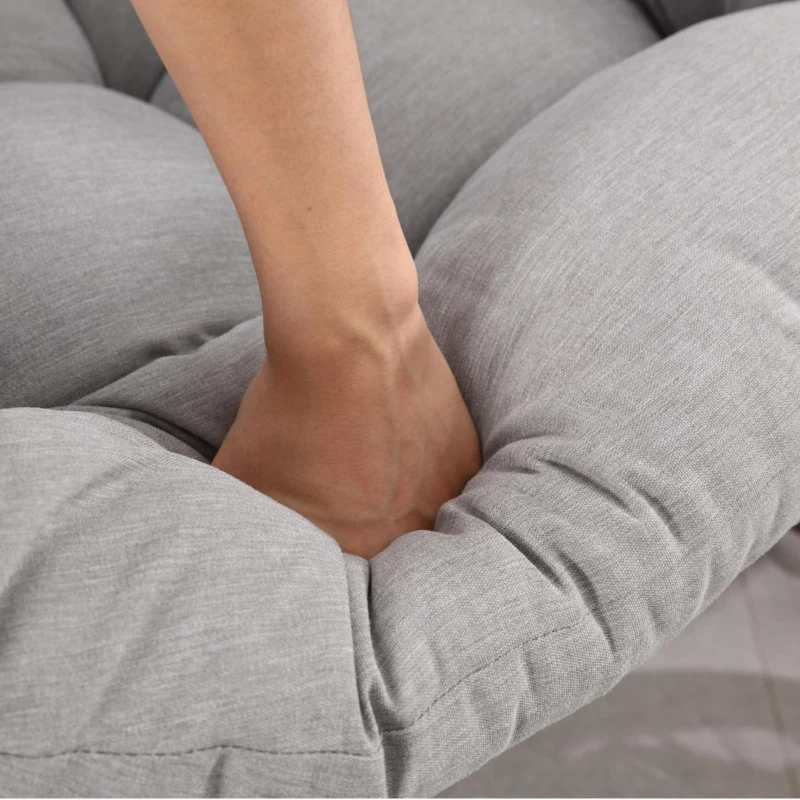 Fauteuil œuf à bascule avec coussin d'assise épais, Intérieur & Extérieur Fauteuil basculant confortable, 111x94,5x80 cm, Gris clair