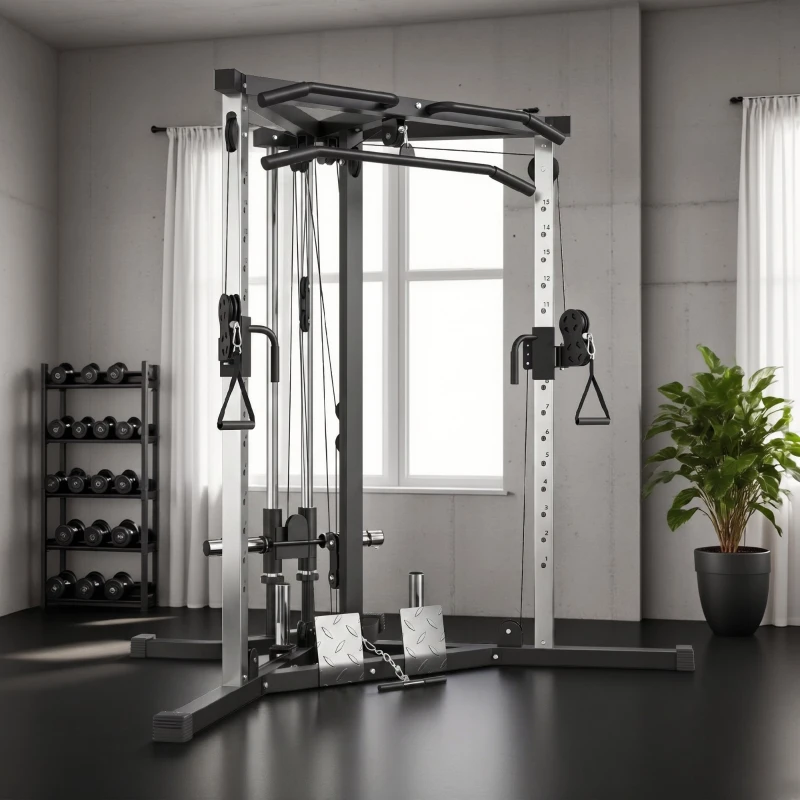 SPORTNOW Stație de Fitness pentru Antrenament Total cu Bară pentru Trazioni și Bilanciere, din Oțel, 170x139x200 cm, Negru