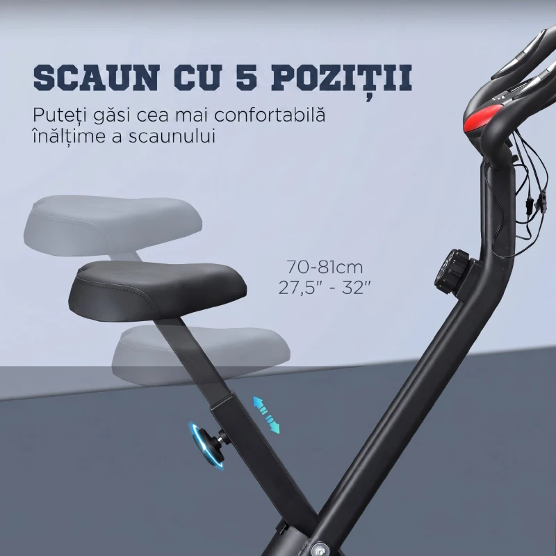 HOMCOM Bicicletă Fitness Profesională cu Rezistență și Înălțime Reglabilă, din Oțel și PP, 41x86x112 cm, Neagră(m-5)