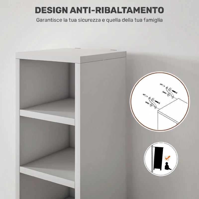 HOMCOM Mobile Libreria Porta CD a 12 Ripiani per 204 CD, in MDF e Truciolato, 21x20x175 cm, Bianco