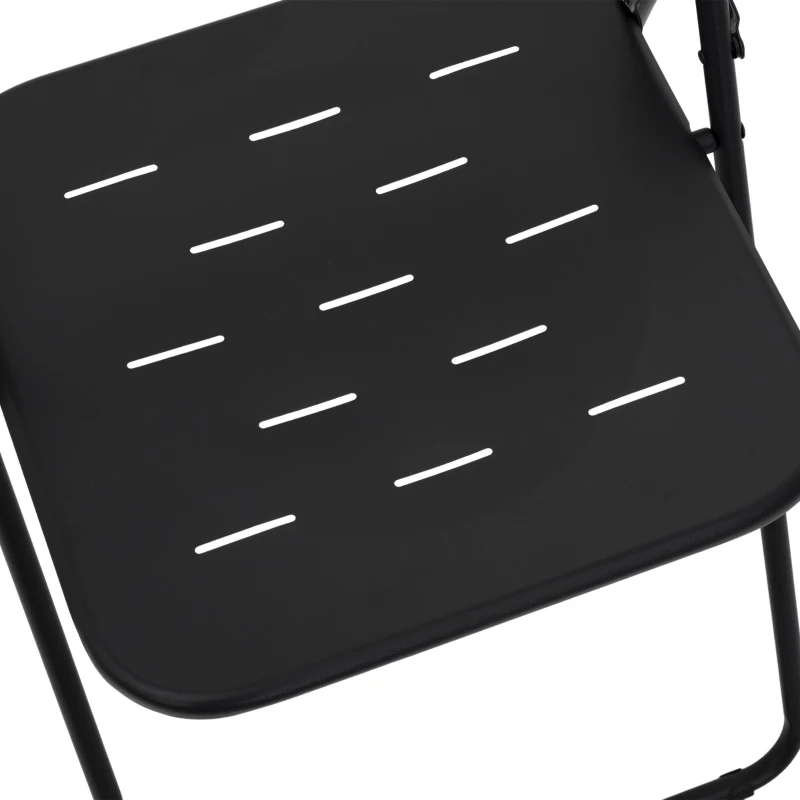 Ensemble bistrot pliable 3‑pièces en acier, avec 2 chaises + 1 table, Noir