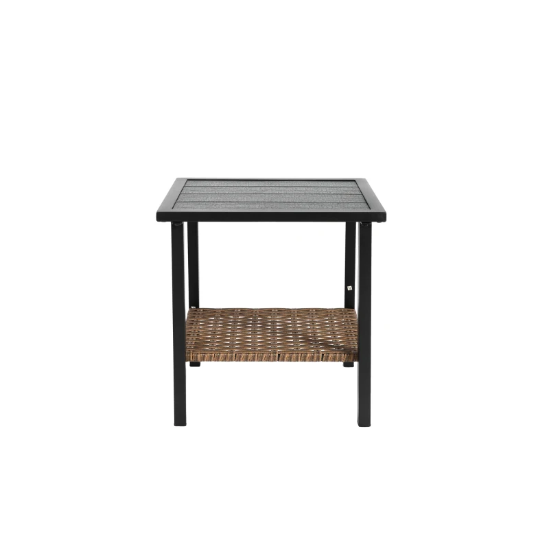 Ensemble de fauteuils à bascule pivotants d'extérieur, lot de 3 pièces avec 1 table et 2 fauteuils à bascule, rotation à 360° et fonction basculante, Marron+Gris