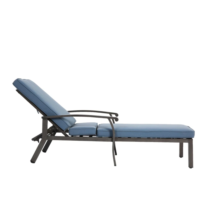 Chaise-lounge-patio avec dossier réglable, 204x58x100/30 cm, Bleu