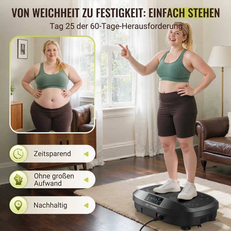 FLYBIRD Vibrationsplatte, 120 leistungsstarke einstellbare Geschwindigkeiten, 150 kg Tragkraft, Ganzkörper-Training mit Fernbedienung für Frauen Muskelaufbau & Lymphdrainage