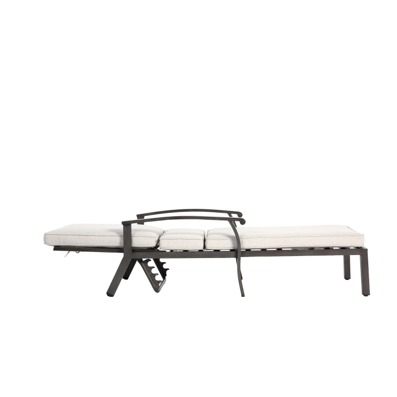 Chaise-lounge-patio avec dossier réglable, 204x58x100/30 cm, Beige