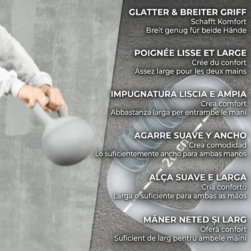 SPORTNOW Gantera kettlebell cu maner larg 8 kg, gantere pentru antrenamente de rezistenta, exercitii pentru imbunatatirea conditiei fizice, antrenamente pentru rezistenta si de baza