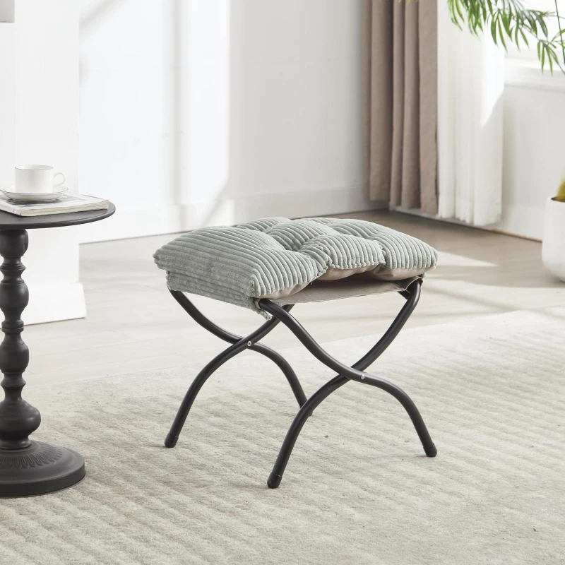 Fauteuil lounge avec pouf, accoudoirs et une poche latérale, revêtement en flanelle, 69,9x64,0x95,0 cm, Vert clair