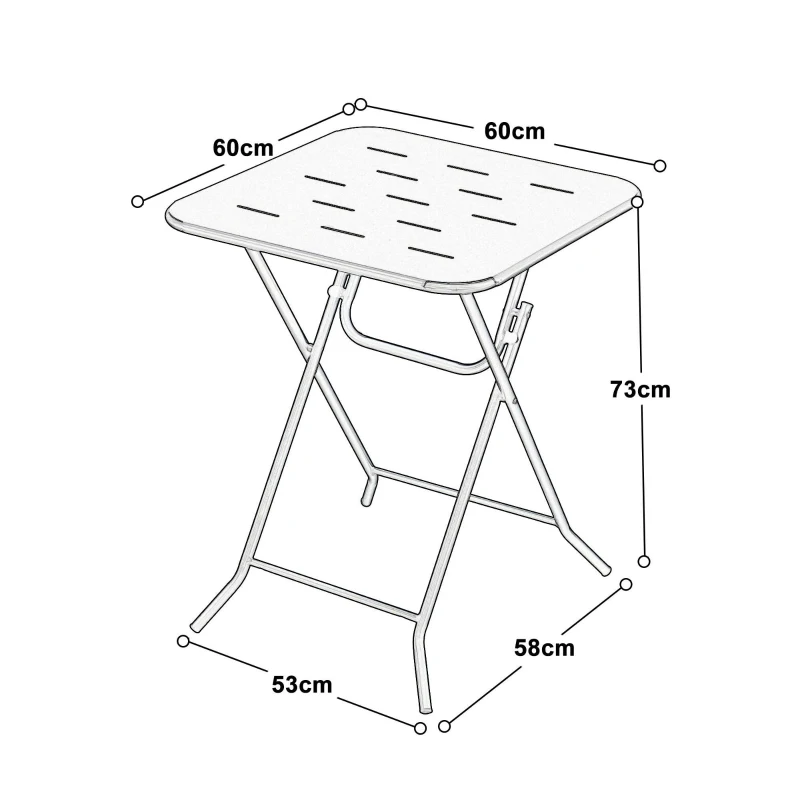 Ensemble bistrot pliable 3-pièces en acier, avec 2 chaises + 1 table, Blanc