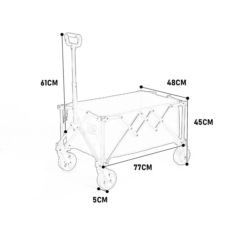 Chariot pliable, pour camping, courses, 77x48x45 cm, Noir