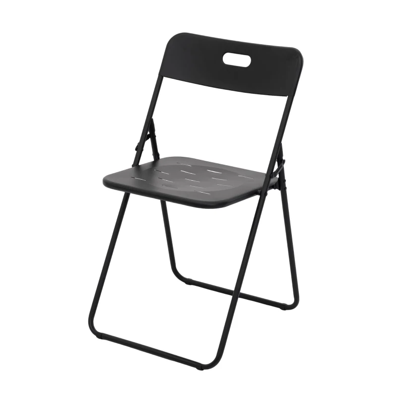 Ensemble bistrot pliable 3‑pièces en acier, avec 2 chaises + 1 table, Noir