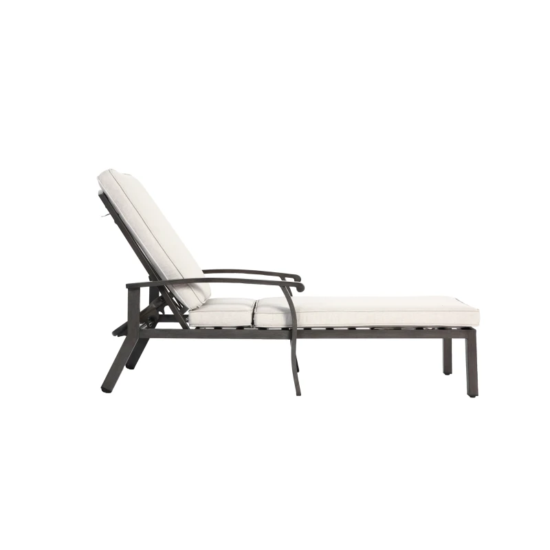 Chaise-lounge-patio avec dossier réglable, 204x58x100/30 cm, Beige
