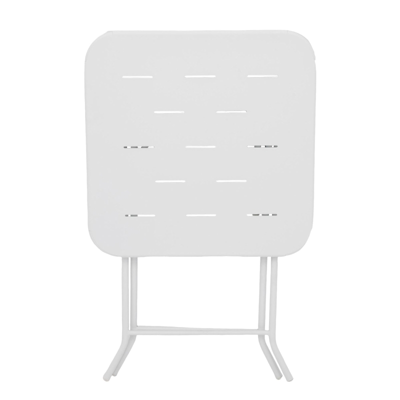 Ensemble bistrot pliable 3-pièces en acier, avec 2 chaises + 1 table, Blanc