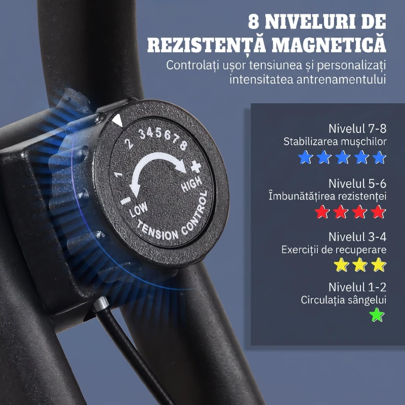HOMCOM Bicicletă Fitness Profesională cu Rezistență și Înălțime Reglabilă, din Oțel și PP, 41x86x112 cm, Neagră(m-6)