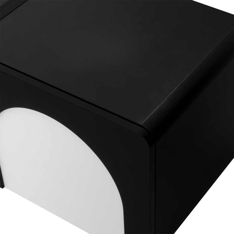 Meuble TV avec 2 tiroirs et 2 portes, pieds ronds ,180X38X45 cm, Noir+Blanc