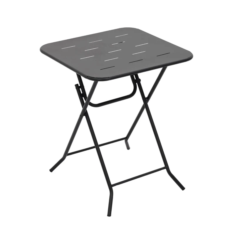 Ensemble bistrot pliable 3‑pièces en acier, avec 2 chaises + 1 table, Noir