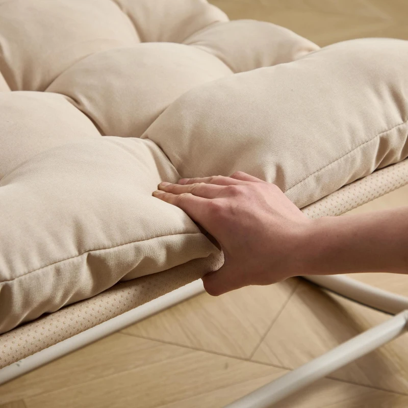 Fauteuil à bascule d'extérieur avec coussin de confort, pour salon, chambre, coin lecture, 75x116x82 cm, Beige