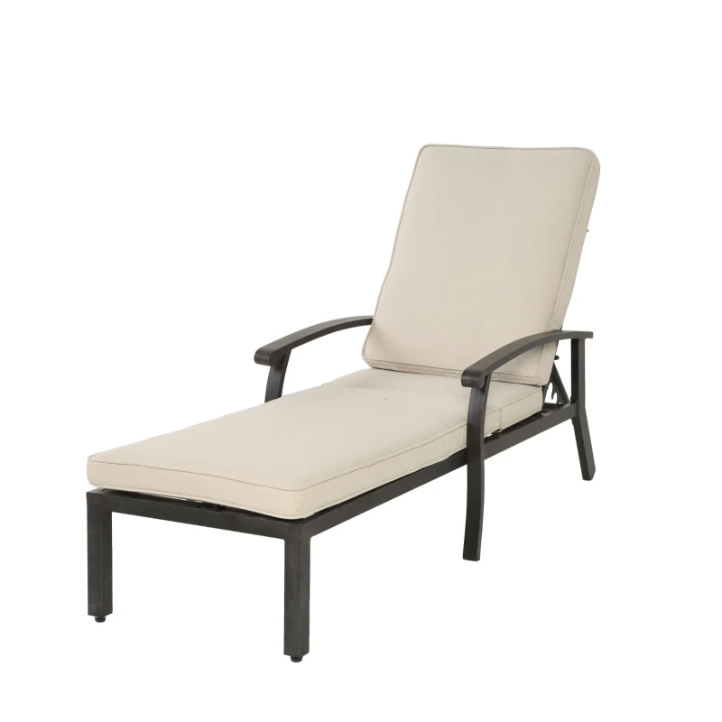 Chaise-lounge-patio avec dossier réglable, 204x58x100/30 cm, Beige
