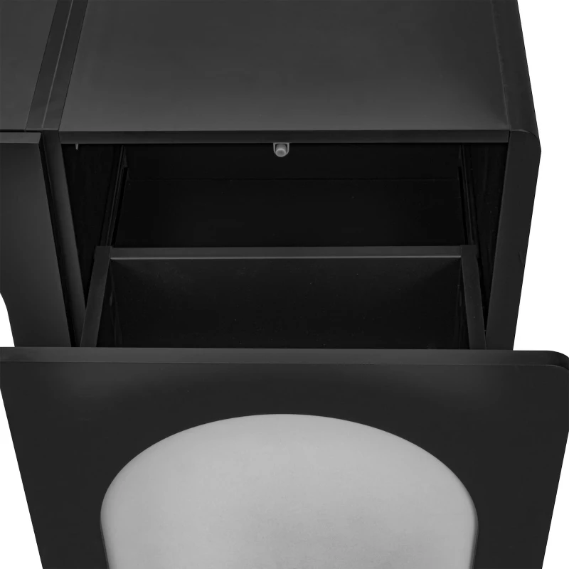 Meuble TV avec 2 tiroirs et 2 portes, pieds ronds ,180X38X45 cm, Noir+Blanc
