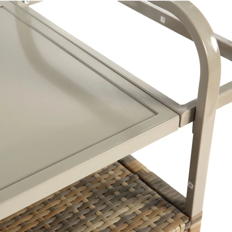 Bar roulant d'extérieur avec bac à glaçons, roulettes verrouillables, pour jardin, bord de piscine et arrière-cour, 131x50x91 cm, Beige