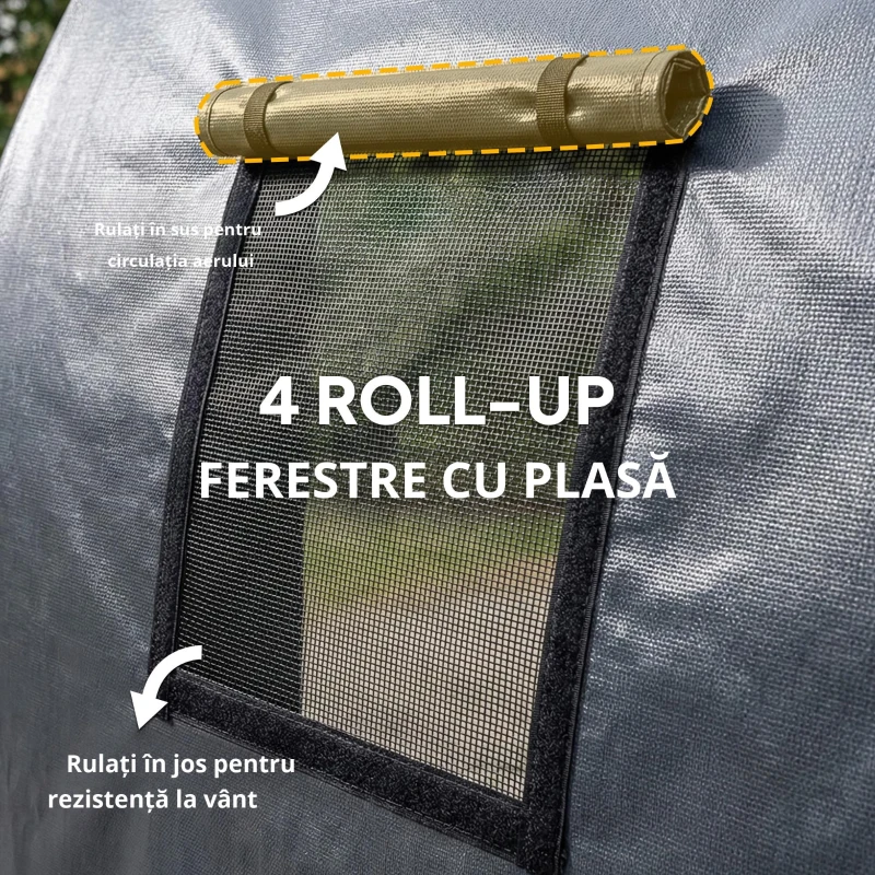Outsunny Garaj Exterior pentru Mașină 3x6 m Impermeabil cu Țesătură PE Rezistentă Cadru din Metal Galvanizat UPF 30+ Gri Închis