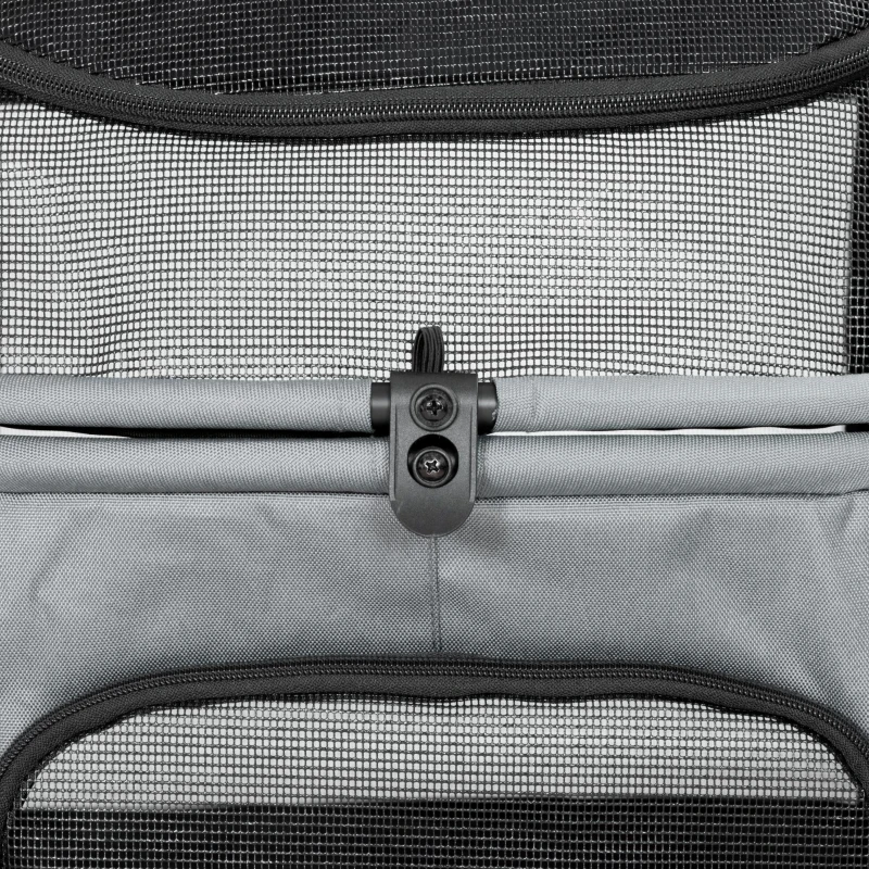 PawHut Carrito para Perros Plegable con 3 Ruedas Ventanas de Malla Cojín Lavable Todo Terreno Carga 20 kg 92x63x95 cm Gris