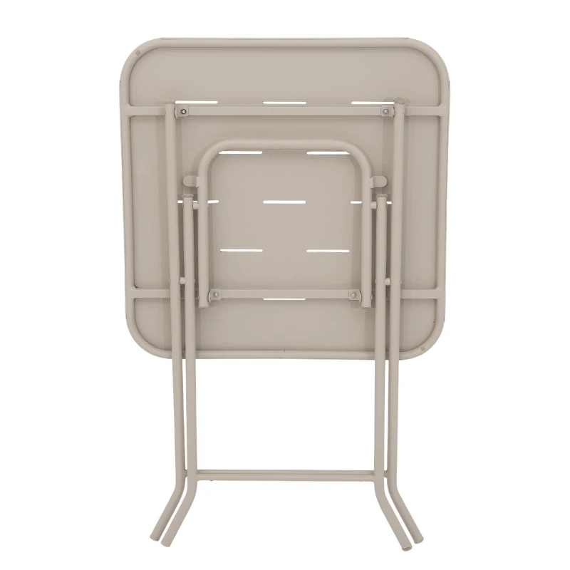 Ensemble bistrot pliable 3-pièces en acier, avec 2 chaises + 1 table, Beige
