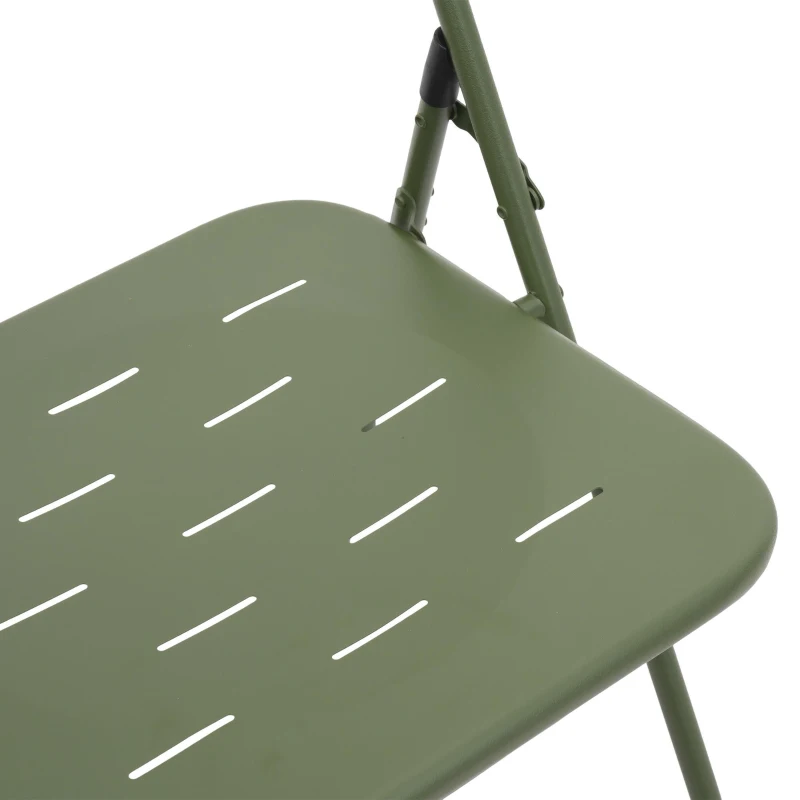 Ensemble bistrot pliable 3‑pièces en acier, avec 2 chaises + 1 table, Vert