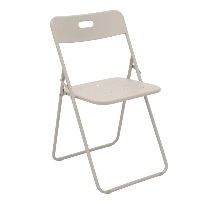 Ensemble bistrot pliable 3-pièces en acier, avec 2 chaises + 1 table, Beige