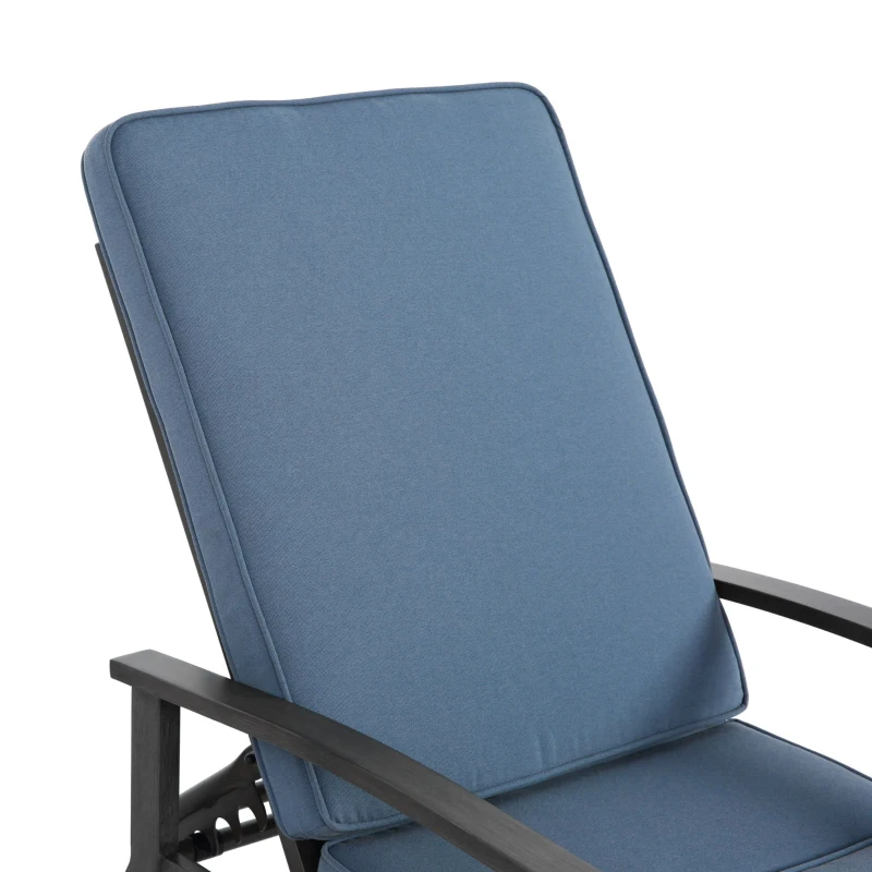 Chaise-lounge-patio avec dossier réglable, 204x58x100/30 cm, Bleu