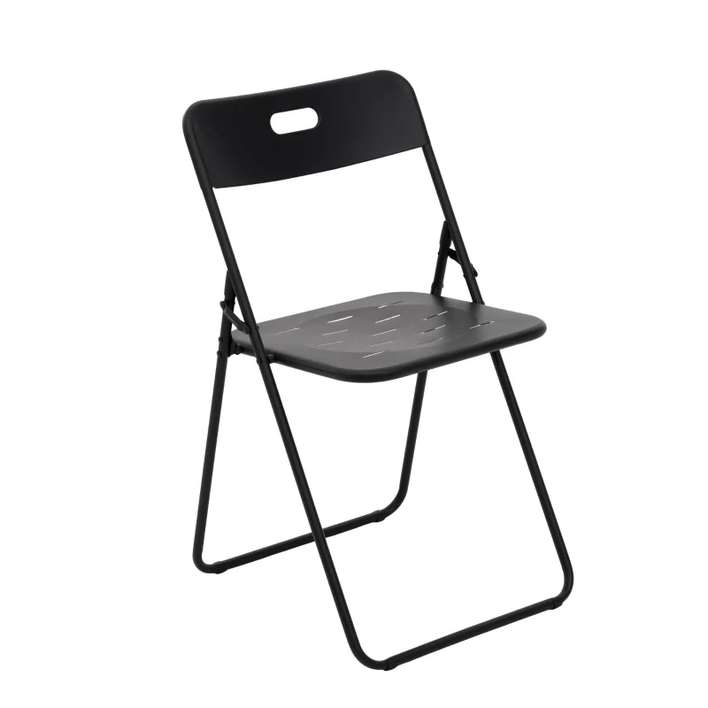 Ensemble bistrot pliable 3‑pièces en acier, avec 2 chaises + 1 table, Noir