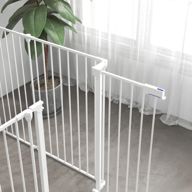 PawHut 6 Panels Foldable Dog Playpen, Puppy Pen Crate with Door - White