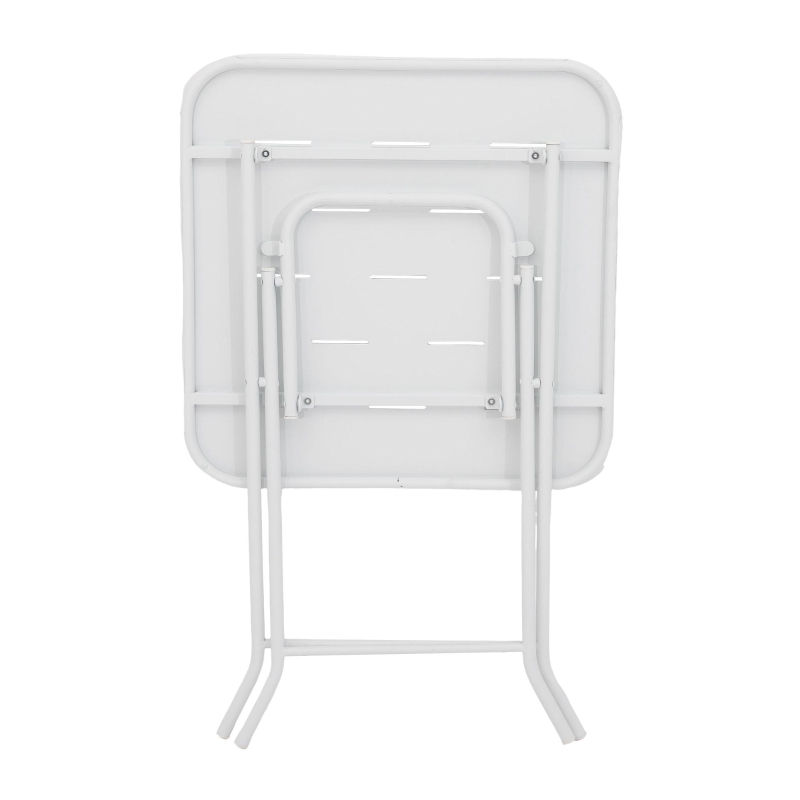 Ensemble bistrot pliable 3-pièces en acier, avec 2 chaises + 1 table, Blanc