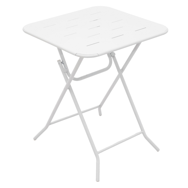 Ensemble bistrot pliable 3-pièces en acier, avec 2 chaises + 1 table, Blanc