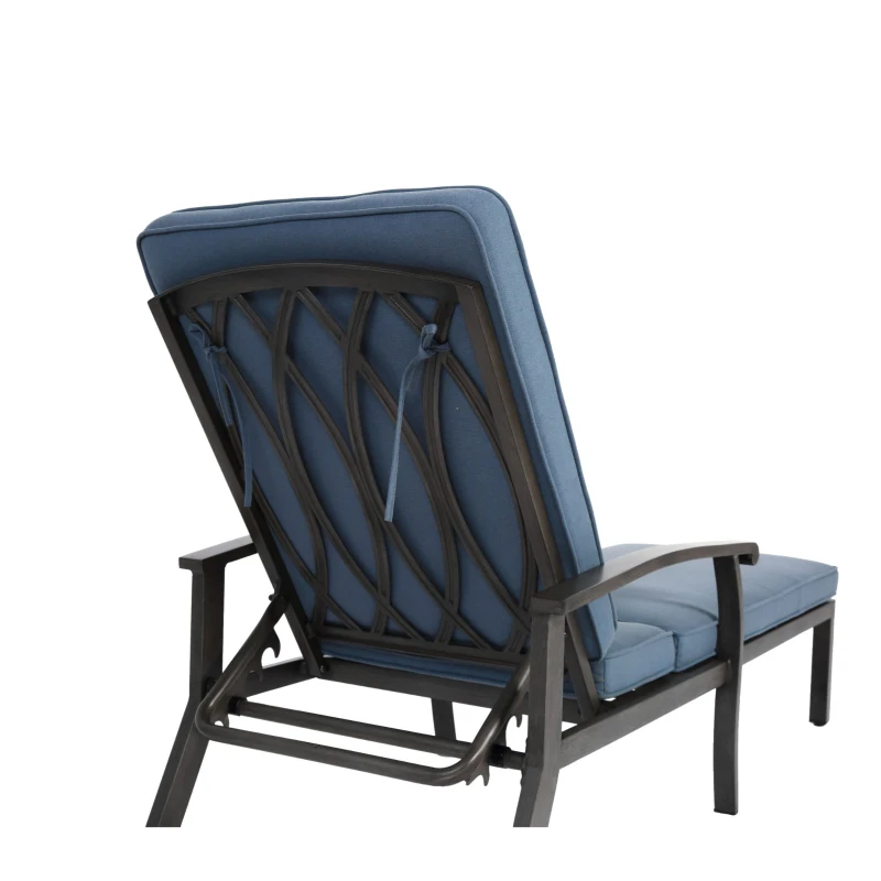 Chaise-lounge-patio avec dossier réglable, 204x58x100/30 cm, Bleu