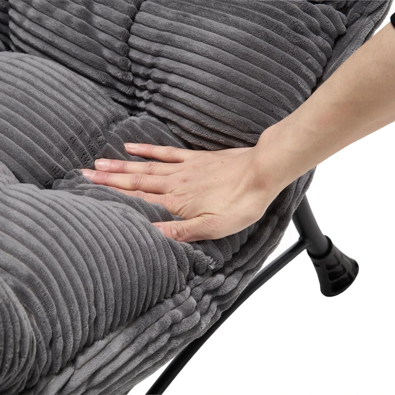 Fauteuil lounge avec pouf, accoudoirs et une poche latérale, revêtement en flanelle, 69,9x64,0x95,0 cm, Gris