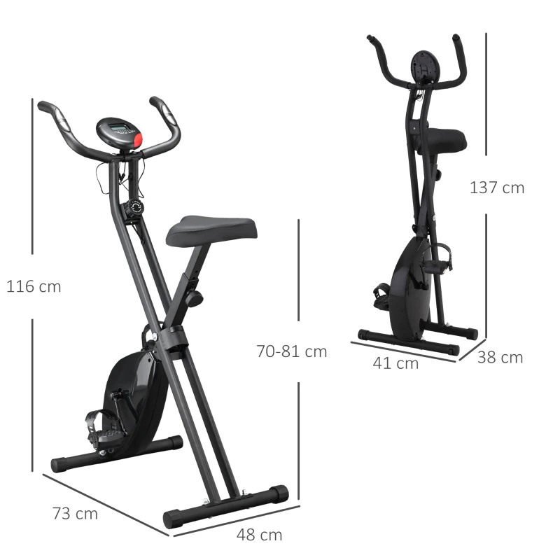 HOMCOM Bicicletă Fitness Profesională cu Rezistență și Înălțime Reglabilă, din Oțel și PP, 41x86x112 cm, Neagră(m-3)