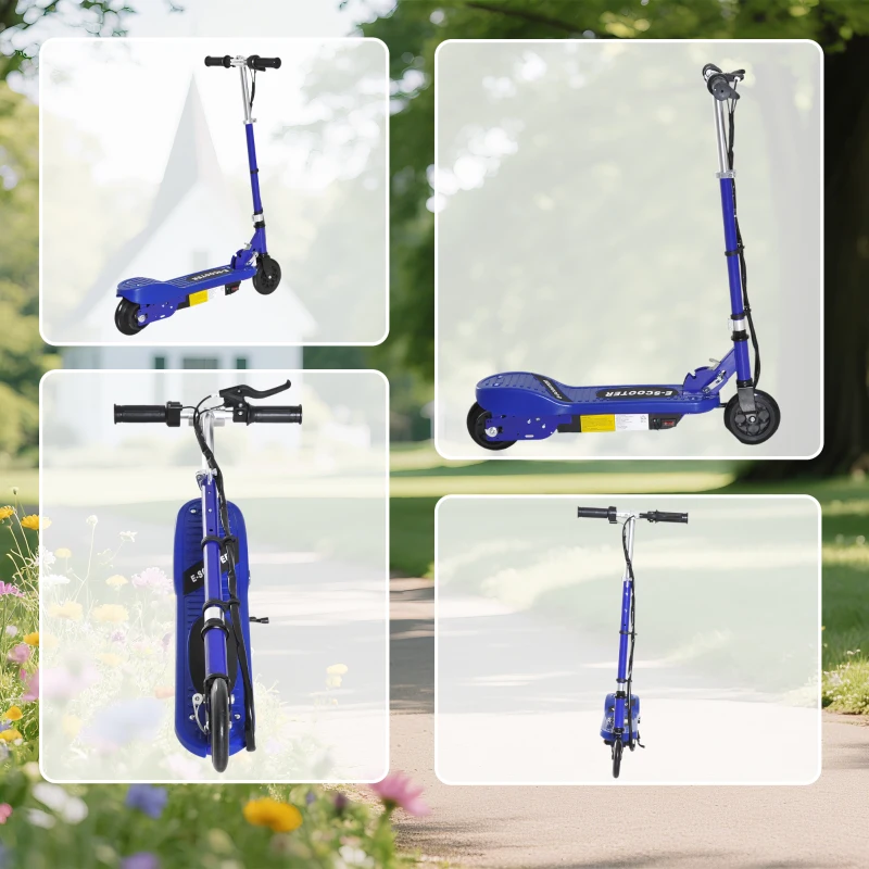 HOMCOM Folding Electric Kids Scooter Ride on Age 7-14, Blue