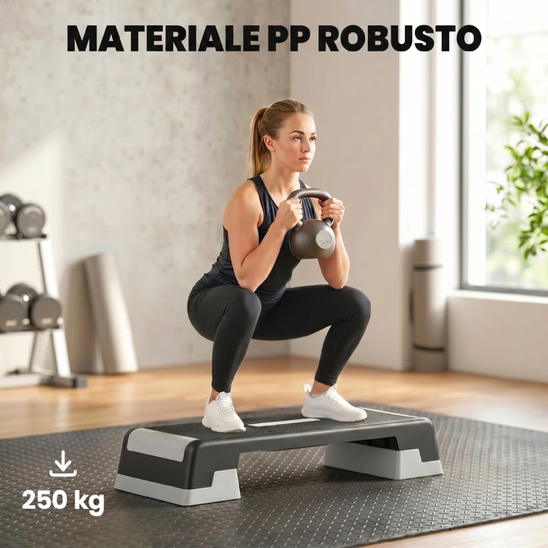 SPORTNOW Stepper Aerobico Regolabile, Altezza 15/20/25 cm con Supporti